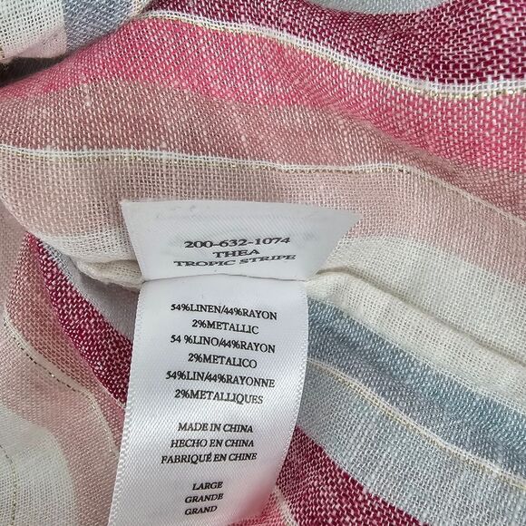 Rails The Striped Linen Tie Front Top Size L - Picture 4 of 5